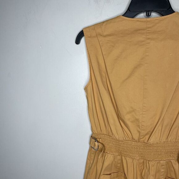 THAKOON Khaki Jumpsuit Women 4 Sleeveless Button Front Orange Cotton Blend - Picture 11 of 16